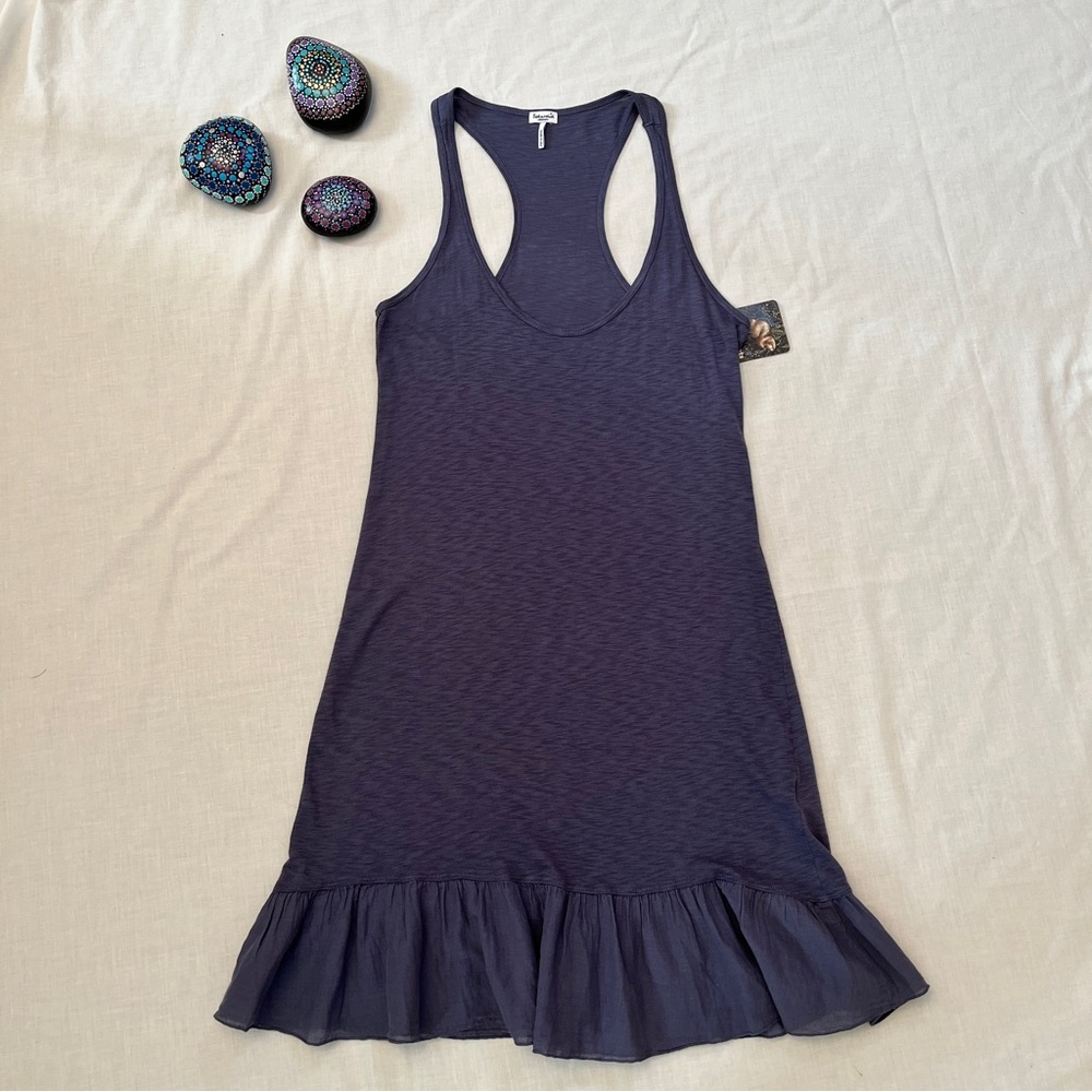 NWT Roots Blue Racerback Tunic Dress | Ruffle Hem | Size M | Casual Summer